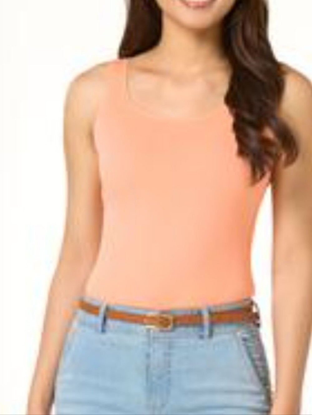 Cato Vivid Peach Papaya Punch Scoop Neck Tank Top